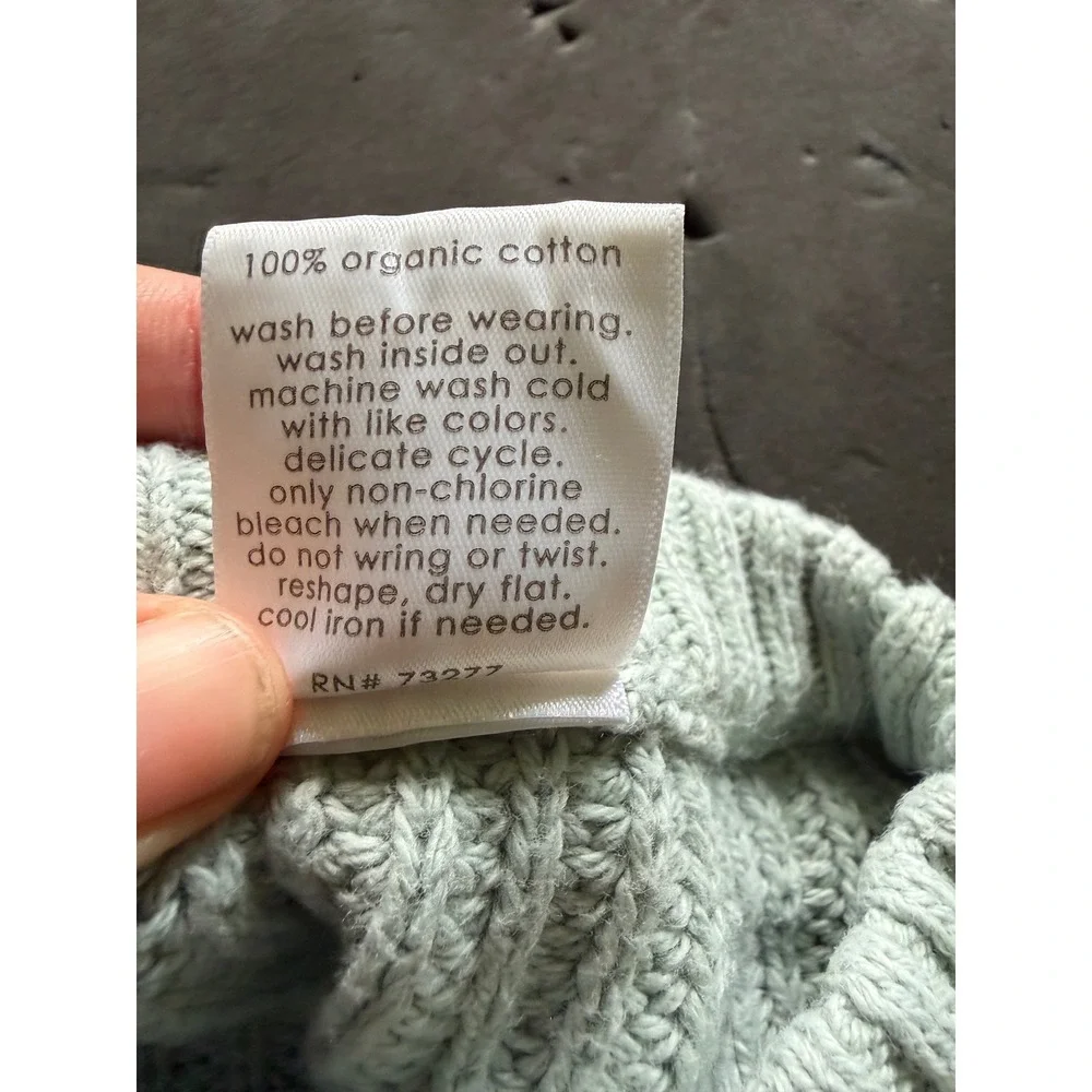 Little Co Seafoam Blue Green Organic Cotton Chunky Knit Unisex‎ Sweater 9M